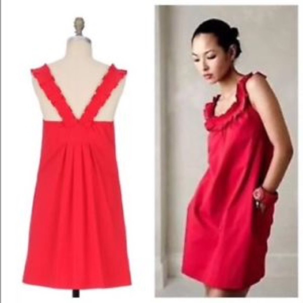 Anthropologie FEI Carmobola Red Dress